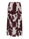 Valentino Crepe De Chine Metamorphos Gryphon Allover Midi Skirt In Light Grey