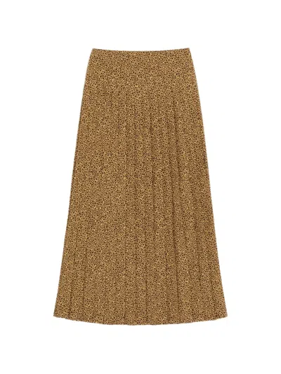 Valentino Crepe De Chine Skirt With Fauve Eclat Micromacula Print In Neutral