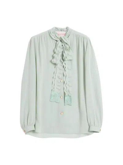 Valentino Crepe De Shine Blouse Dirty Sage