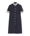 Valentino Structured Midi Dress With High Collar In Blue