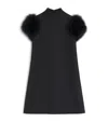 Valentino Short Crepe Couture Dress With Feathers Woman Black 42 In Black