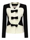 Valentino Bow-embellished Ribbed Cotton-blend And Wool And Silk-blend Crepe Jacket In Multi