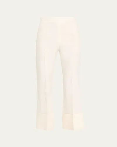 Valentino Crepe Kickflare Crop Trousers In White
