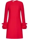 Valentino Crepe Long Sleeve Mini Dress In Rot