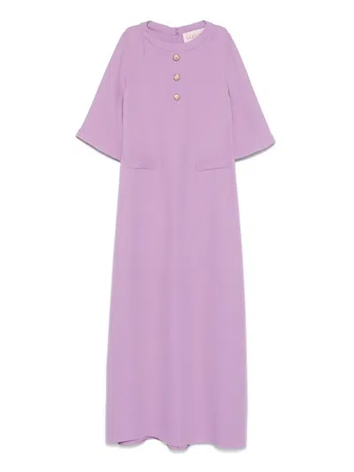 Valentino Crepe Maxi Dress In Purple