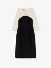 Valentino Crepe Midi Dress Knot Detail Contrast In Black