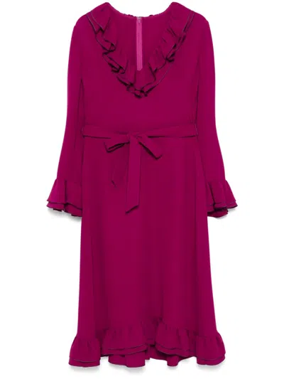 Valentino Cady Couture Ruffled Midi Dress In Purple