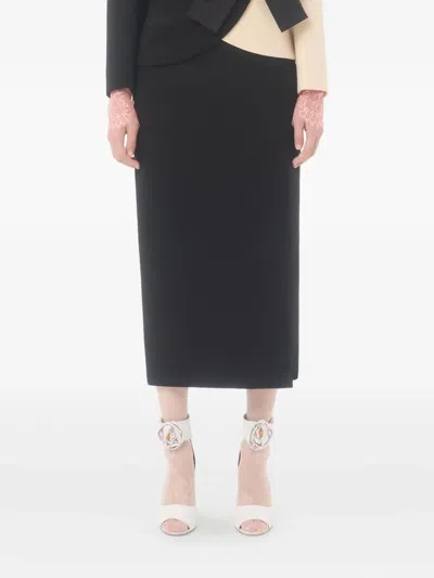 Valentino Crêpe Midi Skirt In Black