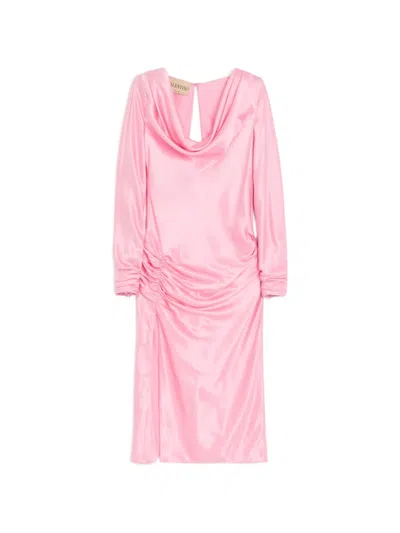 Valentino Crepe Satin Midi Dress In Pink