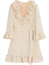Valentino Virgin Wool-silk Polka-dot Mini Dress In Neutrals