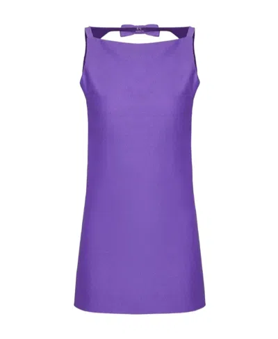Valentino Crepe Short Dress In Purple