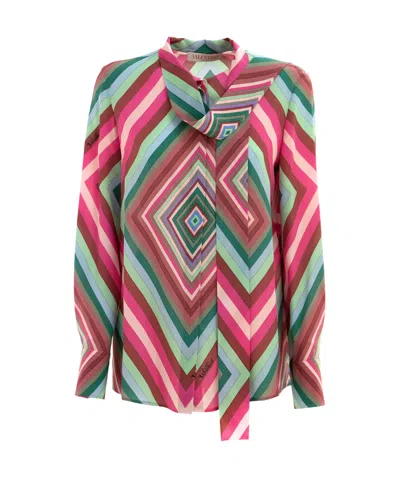 VALENTINO VALENTINO BOW-DETAILED STRIPED SHIRT
