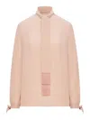 Valentino Crepe Top With Tripoline In Nude