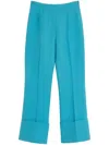 Valentino Women's Wide Camal Turquoise Cropped Pants In Blue