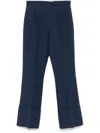 Valentino Garavani High-waisted Wide Leg Pants In Silk And Wool Indigo Women In Blue
