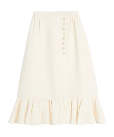 VALENTINO VALENTINO CREPE COUTURE RUFFLED HEM MIDI SKIRT