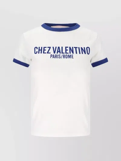 Valentino Crew Neck Contrast Trim In White