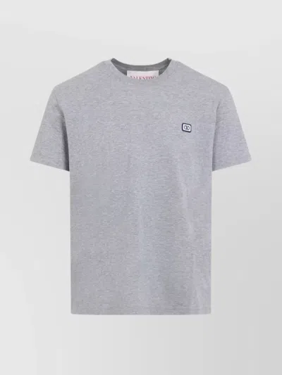 Valentino Crew Neck Cotton T-shirt In Grey