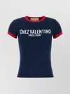 Valentino Crew Neck Cotton T-shirt With Contrast Trim