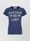 Valentino Crew Neck Graphic Print Short Sleeves Top In Blue