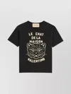 Valentino Garavani T-shirt With Le Chat De La Maison Print In Black