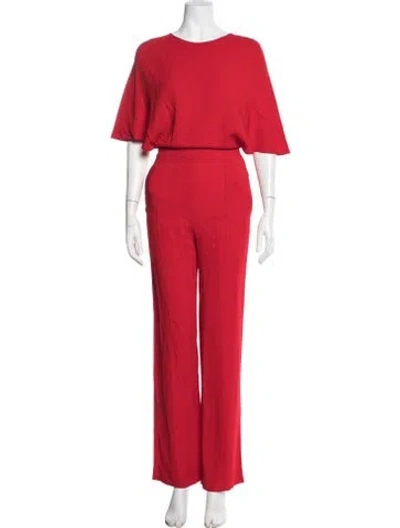 Pre-owned Valentino Crew Neck Jumpsuit In Red