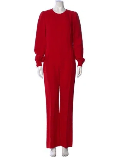 Pre-owned Valentino Crew Neck Jumpsuit In Red