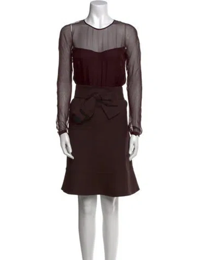 Pre-owned Valentino Crew Neck Knee-length Dress In Burgundy