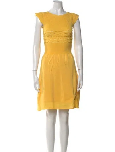Pre-owned Valentino Crew Neck Knee-length Dress In Yellow