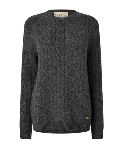 Valentino Crew Neck Knit Sweater In Black