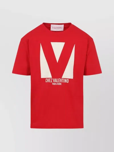 VALENTINO CREW NECK LOGO COTTON T-SHIRT