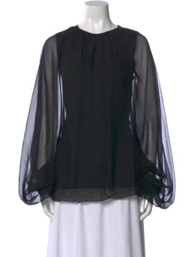 Pre-owned Valentino Crew Neck Long Sleeve Blouse In Black
