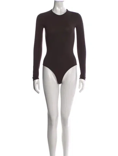 Pre-owned Valentino Crew Neck Long Sleeve Bodysuit In Grey