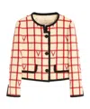 Valentino Vlogo Cropped Piped Wool-blend Jacket In Neutral
