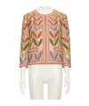 Valentino Womens Multicolor. Embellished Cropped Linen Jacket In Multi