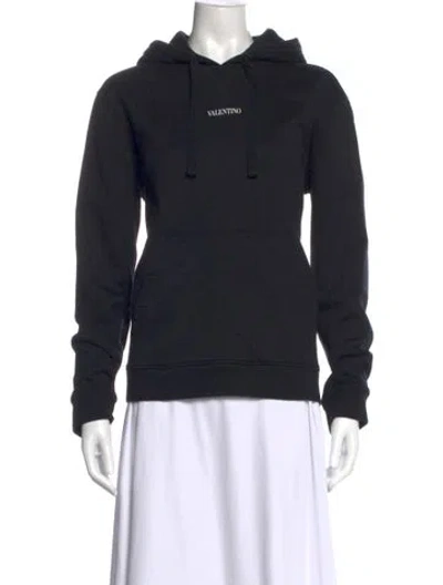 Pre-owned Valentino Crew Neck Long Sleeve Hoodie In Black