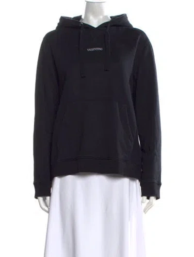 Pre-owned Valentino Crew Neck Long Sleeve Hoodie In Black