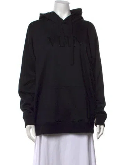 Pre-owned Valentino Crew Neck Long Sleeve Hoodie In Black