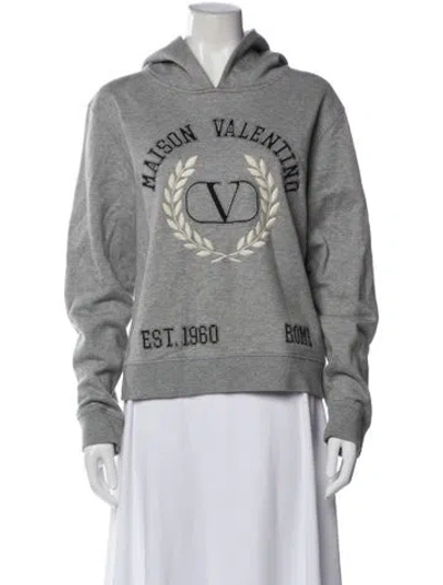 Pre-owned Valentino Crew Neck Long Sleeve Hoodie In Gray