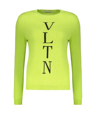 Valentino Crew Neck Long Sleeve Sweater In Green