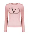 Valentino Long Sleeve Crew-neck Sweater In Pink