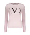 Valentino Long Sleeve Crew-neck Sweater In Pink