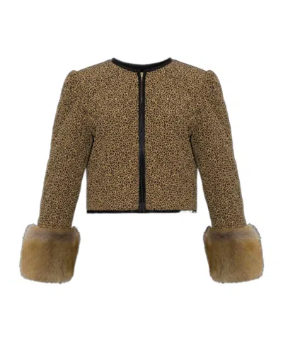 Valentino Crew Neck Long-sleeved Casual Jacket In Brown