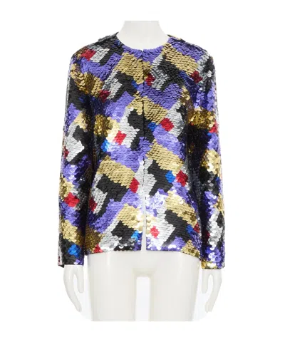 Valentino Crew Neck Long-sleeved Casual Jacket In Multi
