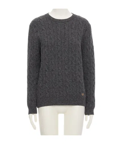 Valentino Crew Neck Long-sleeved Sweater In Black
