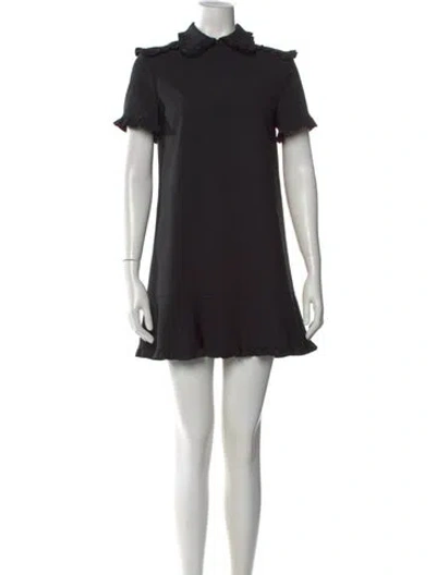 Pre-owned Valentino Crew Neck Midi Length Dress In Black