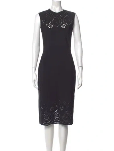 Pre-owned Valentino Crew Neck Midi Length Dress In Gray