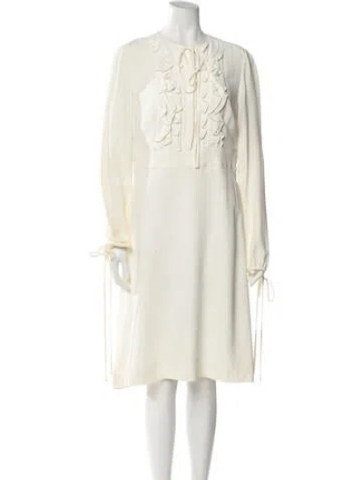 Pre-owned Valentino Crew Neck Midi Length Dress In Neutral