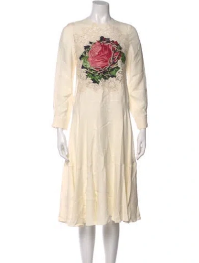 Pre-owned Valentino Crew Neck Midi Length Dress In Neutral