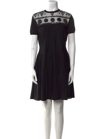 Pre-owned Valentino Crew Neck Mini Dress In Black